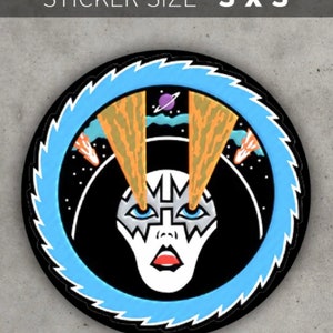 KISS Ace Frehley RNRO 3”x3” Round Sticker! Easy peel, Waterproof Vinyl!!