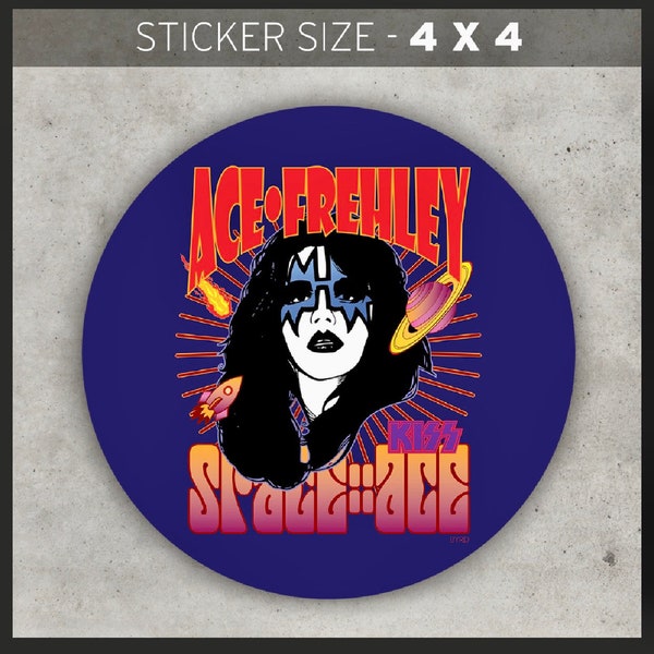 KISS- ACE FREHLEY 4” Round Vinyl Sticker!