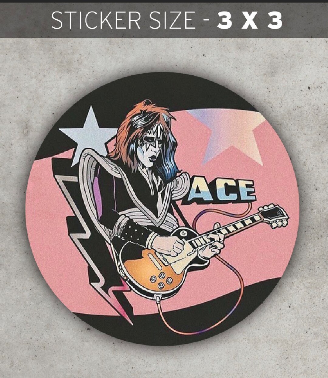 KISS- ACE FREHLEY 3”x3” Round Vinyl Sticker! Waterproof! - Etsy Canada