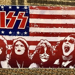5&quot; x 3&quot; KISS Sticker Flag Faces