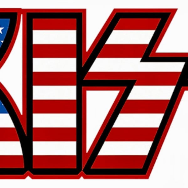 KISS~ Jumbo 13” x 5.5” KISS American Flag Logo! Die Cut-