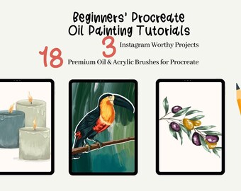 Cours de peinture à l'huile pour débutants : guide étape par étape des oeuvres d'art dignes d'Instagram. Palettes et pinceaux réalistes en acrylique à l'huile Procreate