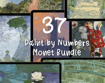 Lot de peintures à l'huile Claude Monet. Lily Pad Garden Giverny Impression Sunrise Parliament Procreate Adobe Affinity Sketch, etc.