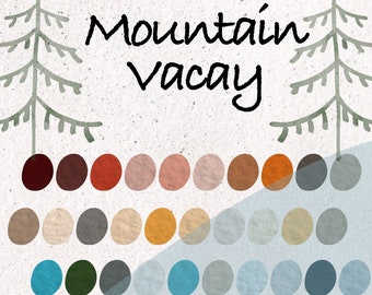 Mountain Vacation Procreate Swatches - 30 Vibrant Colors for Procreate - Wildflowers, Spring Forest, Summer Jungle, Green Trees, Picnic