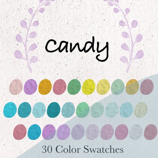 Einhorn Candy Procreate Swatches - 30 leuchtende Farben für Procreate - Mint Schokolade Karamell Praline ToffeeAffy Procreate Palette