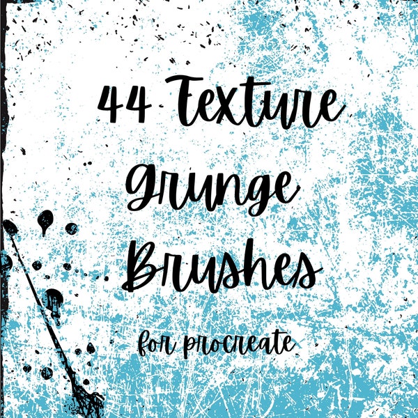 44 pinceaux de texture Procreate. Des pinceaux grunge pour ajouter de la profondeur à la peinture ou à la calligraphie. Toutes sortes de gravier, grain, éclaboussures, flocons.