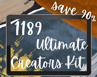 Ultimate Creators' Kit for Procreate. Procreate Brushes for Painting Hand Lettering etc. Oil Pastel Wax Crayon Neon Glitter Lettering Grids