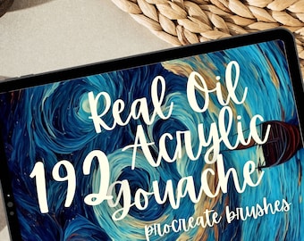 192 Oil Acrylic Brushes for Procreate. Realistic Oil Painting Acrylic Painting. Palette Knife, Impasto Strokes, Abstract Painterly Style etc