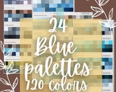 28 Procreate Blue Color Palettes, 840 Color Swatches. Blue Gradients, Navy Blue, Ocean Blue, Winter Ice Blue, Dusty Blue for Weddings etc