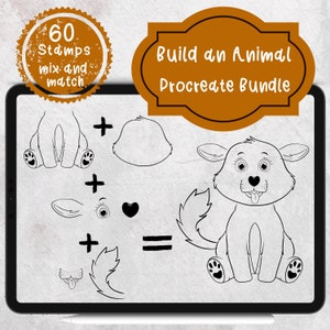Ensemble de procréation sans effort Animal Builder. 60 timbres de procréation pour corps tête yeux nez bouche oreilles queues troncs. Construisez facilement un animal de compagnie.