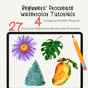 Corso di acquerello Procreate per principianti: guida passo passo per realizzare opere d'arte degne di Instagram con sicurezza. Pennelli per acquerello realistici bonus.