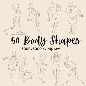 50 Effortless Body Shape PNG files. Body for Men Women Kids of Different Shapes and Postures. Portrait Guide for Making Portrait Anime Fast