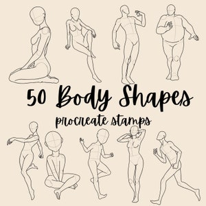 50 Effortless Body Shape Procreate Stamps. Body for Men Women Kids of  Different Shapes and Postures. Great for Making Portrait Anime Fast 