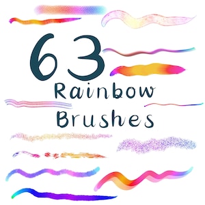63 Rainbow Brushes for Procreate. Color Changing Brushes for Calligraphy, Watercolor, Inking, Sketching, Drawing and Chalk. Dual Tone Brush.