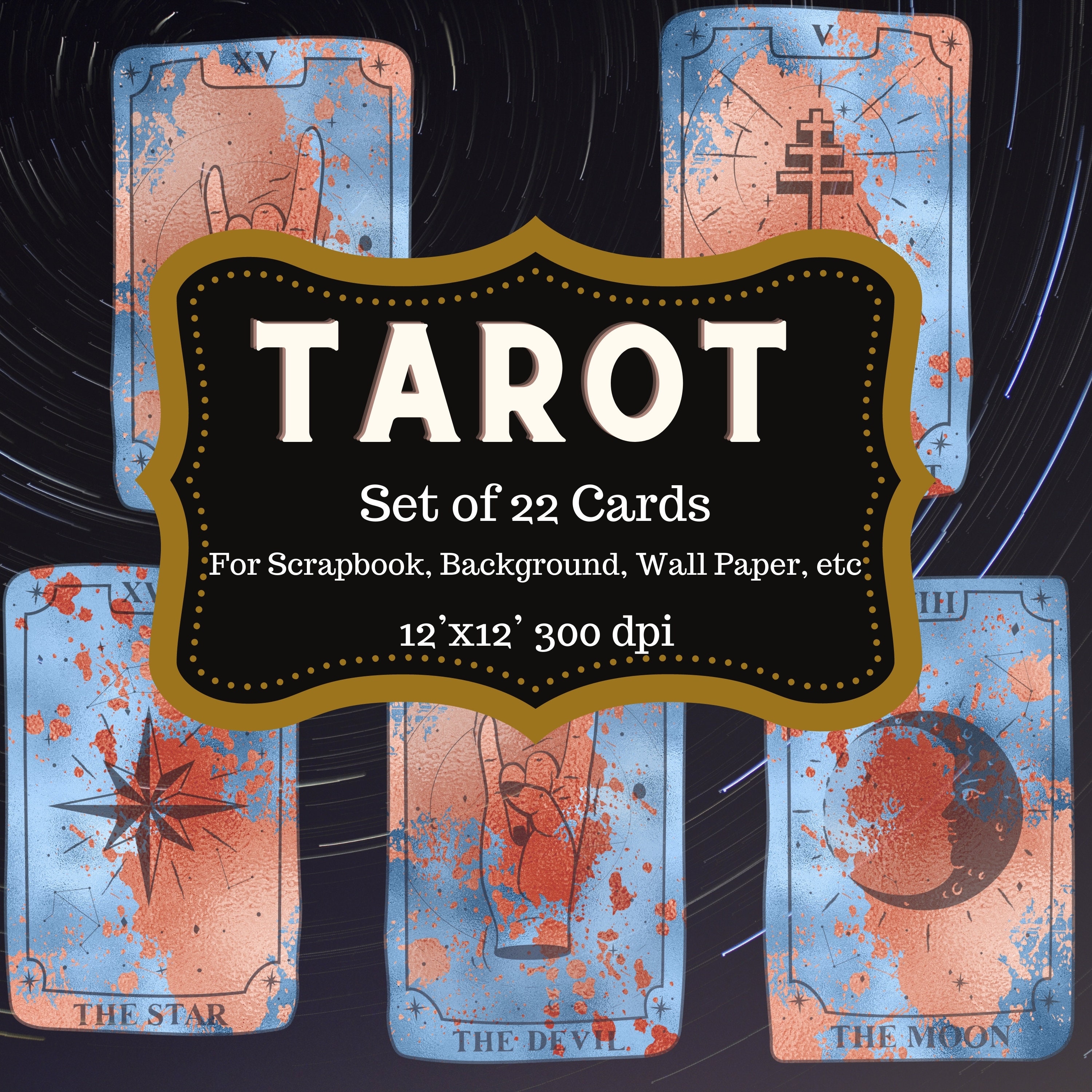 a set of 22 tarot cards in baby blue and rose gold grunge etsy a set of 22