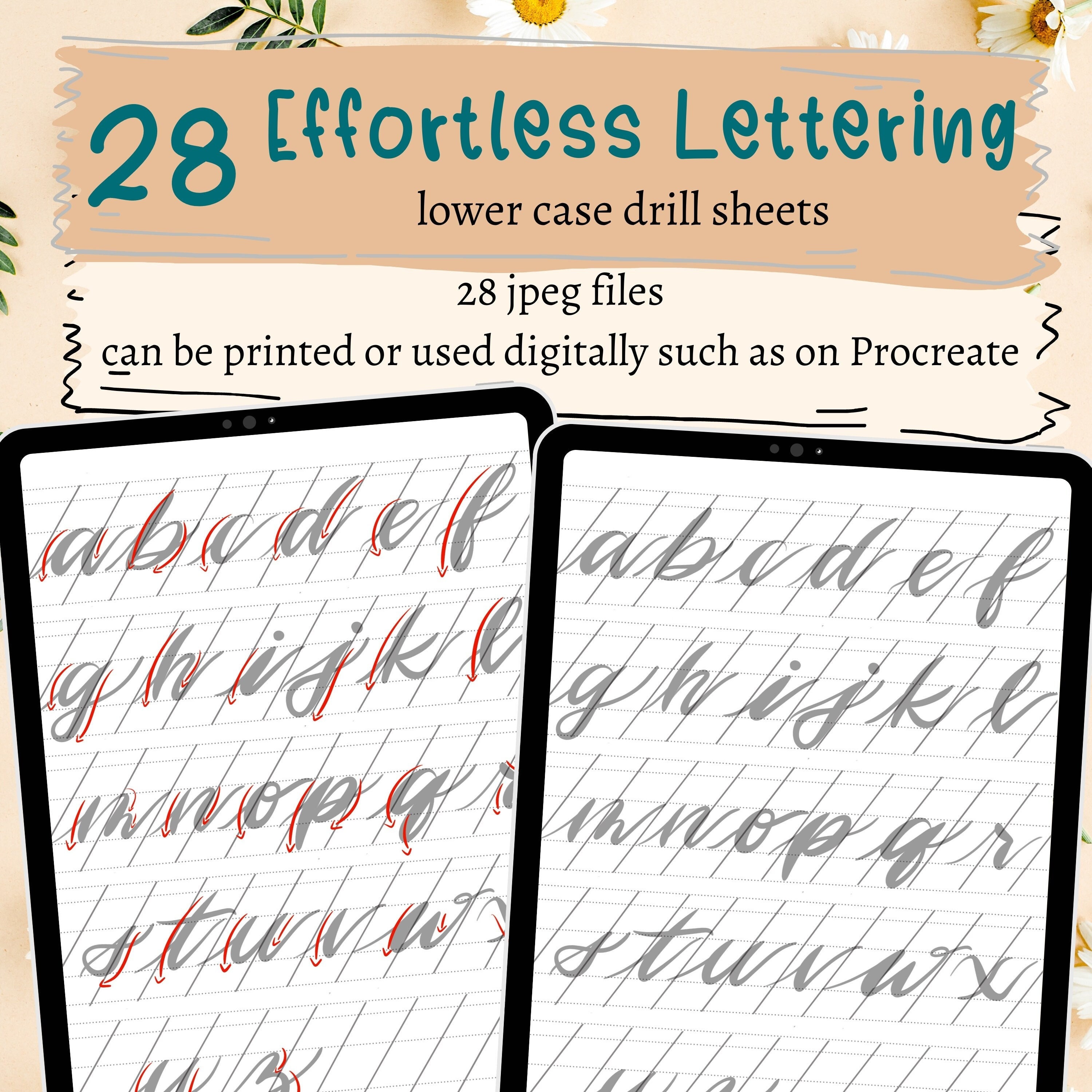 28 Effortless Lettering Drill Sheets - Lower Case. 28 Jpeg