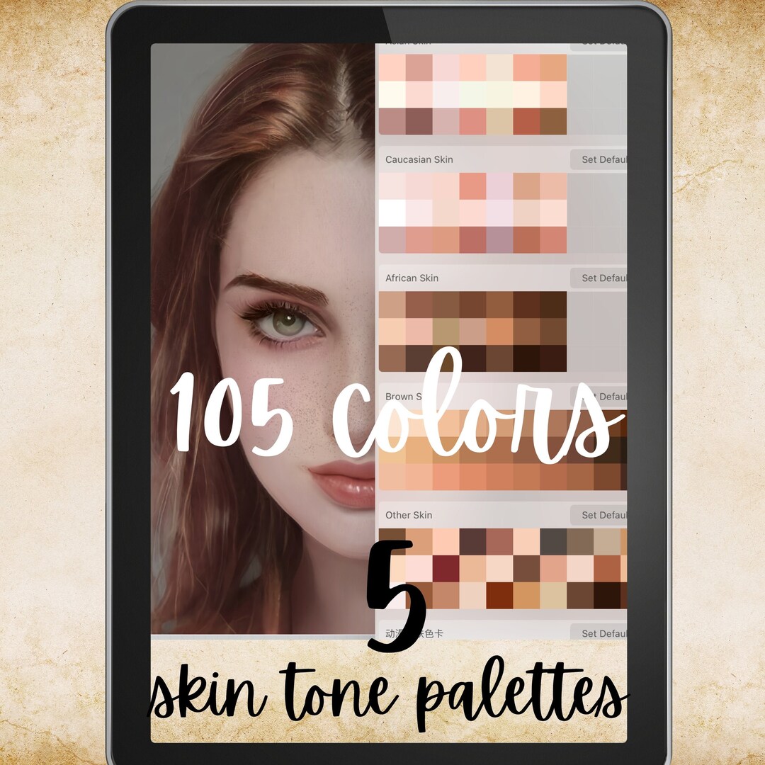 5 Skin Tone Color Palettes for Procreate -105 Procreate Swatches ...