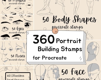 Bundle de procréation Portrait Builder sans effort. 360 tampons pour le corps, la tête, les yeux, le nez, la bouche, les oreilles, les mains et 16 palettes de couleurs pour la peau, les cheveux, etc.