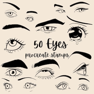 50 Effortless Eyes Procreate Stamps. Woman Eyes Men Eyes Anime Eyes for Portrait Eyes with Emotions Character Eyes Pair of Eyes Stamps
