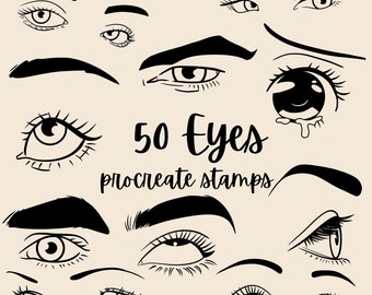 50 Effortless Eyes Procreate Stamps. Woman Eyes Men Eyes Anime Eyes for Portrait Eyes with Emotions Character Eyes Pair of Eyes Stamps