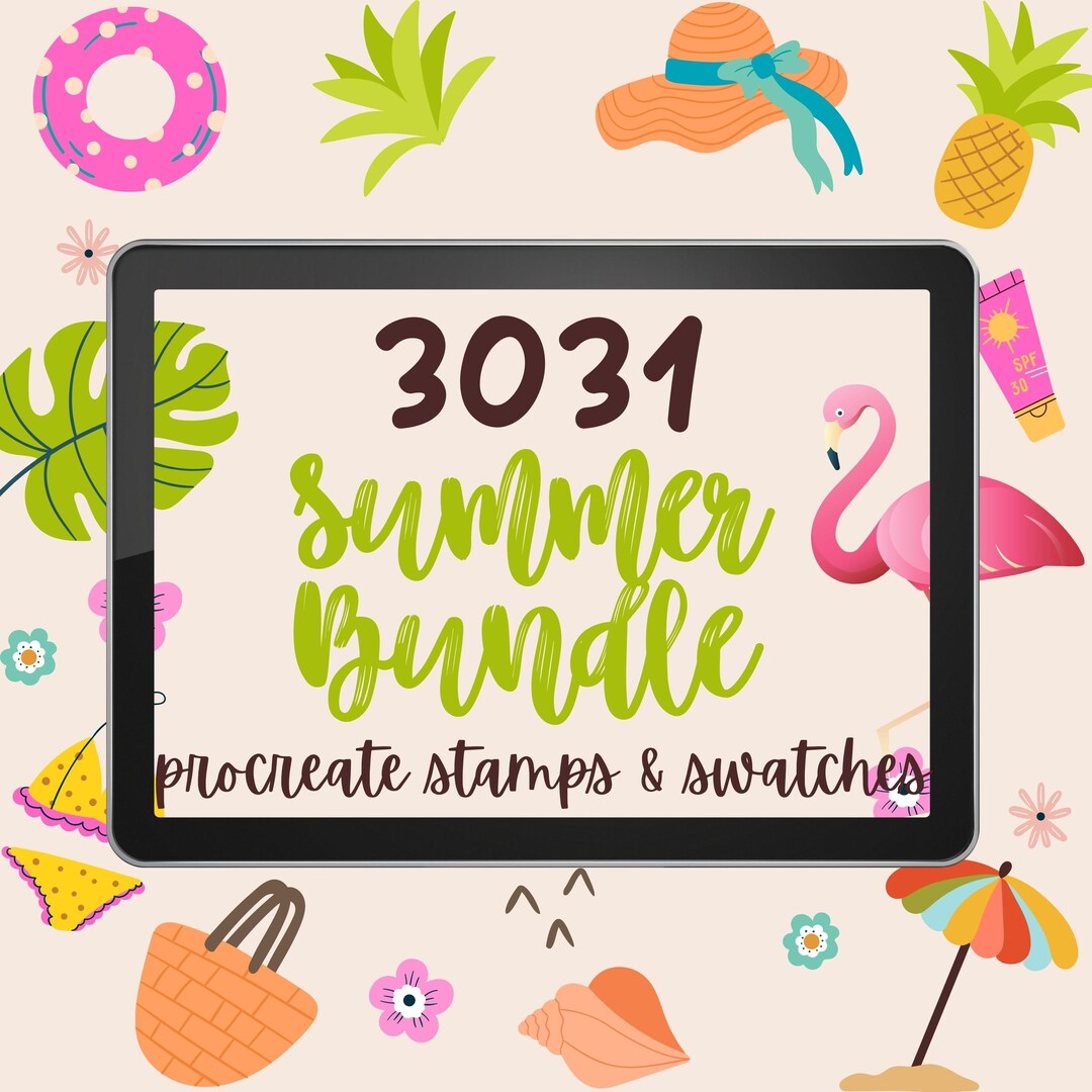 3031 Summer Procreate Bundle. Summer Stamps and Color Palettes. Summer ...
