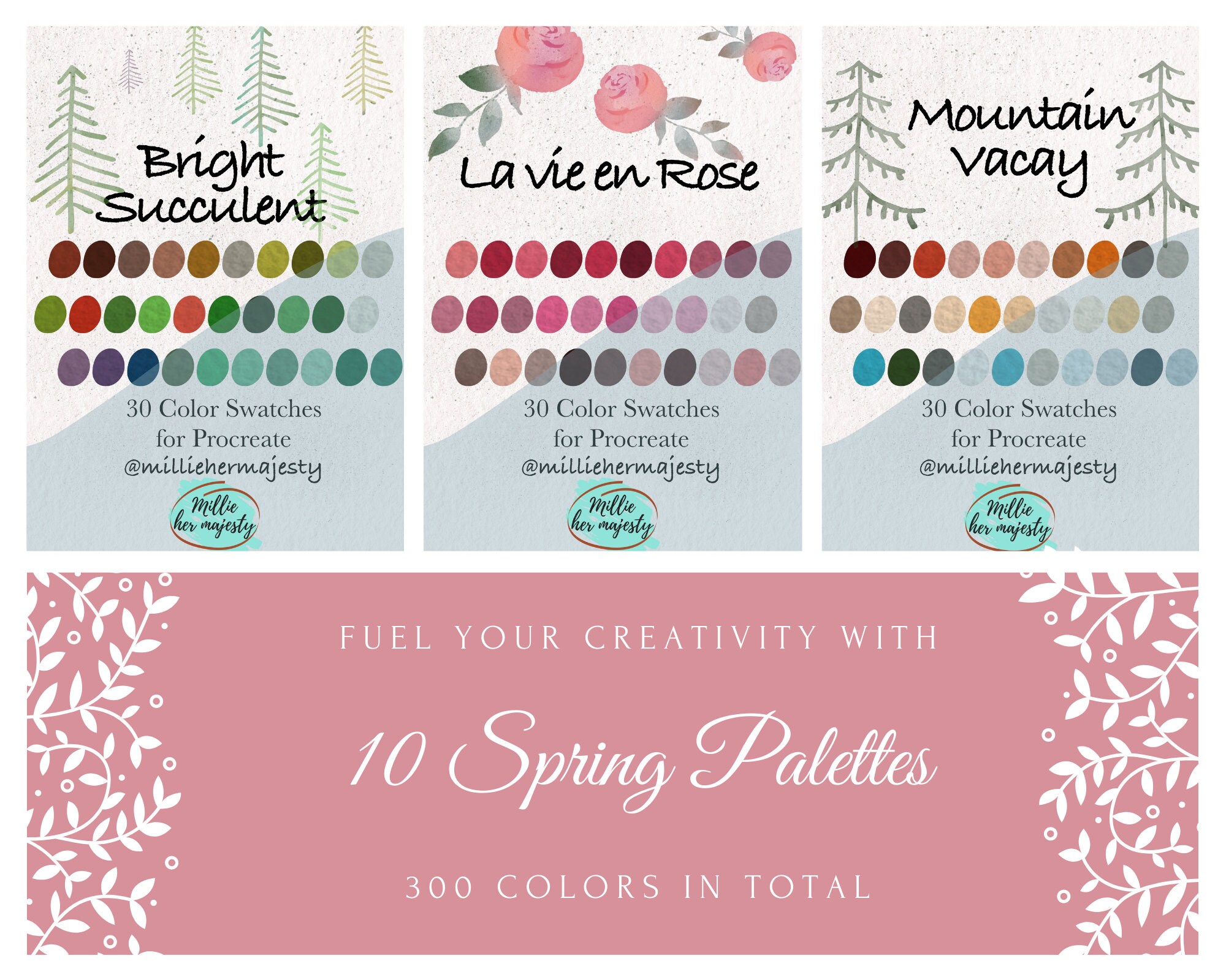 Pro Create Spring Color Palette 10 Spring Palettes for Procreate 300 Colors, Easter Eggs, Forest ...