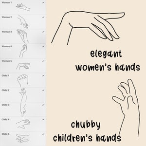 60 sellos de procreación a mano sin esfuerzo. Manos para hombres mujeres niños. Ideal para principiantes y profesionales para hacer anime de retrato, etc. rápido imagen 2