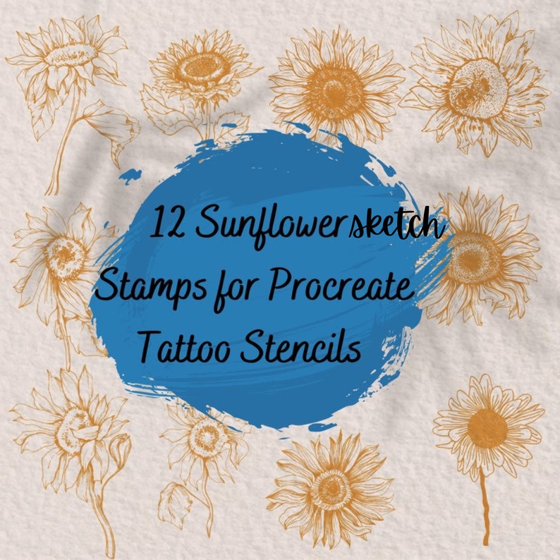 286 Sunflower Bundle Procreate Stamps, Watercolor Sunflower, Floral ...