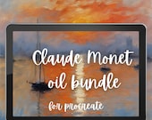 Claude Monet Oil Brushes Procreate Bundle. Realistic Oil Painting Brushes and Color Palettes Inspired by Claude Monet. Impressionism Style.