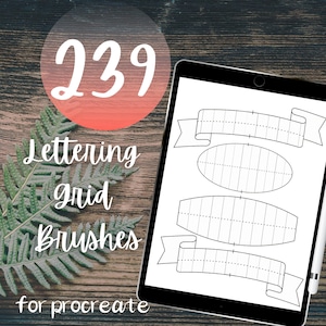 239 cuadrículas de letras procrean pinceles. Incluye Letter Builder, Word Builder y Composition Grids, pinceles de textura, pinceles de letras a mano.
