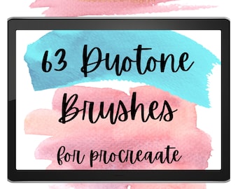 63 Duotone Brushes for Procreate. Color Changing Brushes for Calligraphy, Watercolor, Inking, Sketching, Drawing and Chalk. Dual Tone Brush.