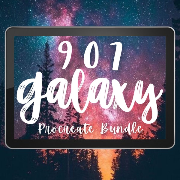 907 Galaxy Elements Procreate Bundle. Nebular, Meteor, Milky Way Procreate Brushes, Sun Moon Star Procreate Stamp, Bright Color Swatches etc