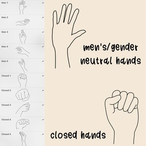 60 sellos de procreación a mano sin esfuerzo. Manos para hombres mujeres niños. Ideal para principiantes y profesionales para hacer anime de retrato, etc. rápido imagen 3