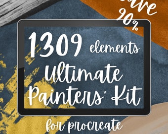 Ultimate Painters' Kit for Procreate. Procreate Brushes for Painting Watercolor, Gouache Oil Acrylic. Canvas Paper Textures, Color Palettes.