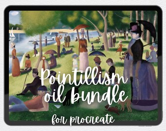 Neo Impressionnisme Pointillisme Brosses à huile Procreate Bundle. Peinture à l'huile réaliste inspirée de George Seurat, Paul Signac, Van Gogh, etc.