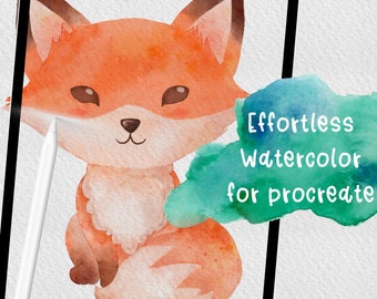 Effortless Watercolor Brushes for Procreate. Realistic Watercolor Painting on iPad. Includes Water Blender, Watercolor Paper Texture, Stamps