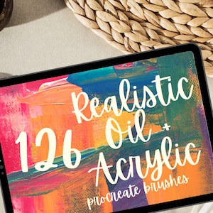 Procreate 用の 126 種類の油絵用アクリル ブラシ。リアルな油絵、アクリル画、パレット ナイフ、インパスト ストローク、抽象画風など