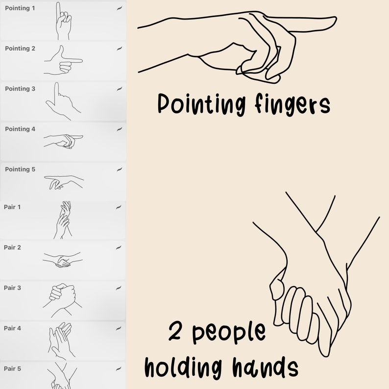 60 sellos de procreación a mano sin esfuerzo. Manos para hombres mujeres niños. Ideal para principiantes y profesionales para hacer anime de retrato, etc. rápido imagen 4