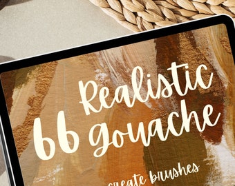 Realistic Gouache Brushes for Procreate - Lifelike Gouache Painting - Blending, Wet on Wet, Wet on Dry, Textured Brushes, Background Washes