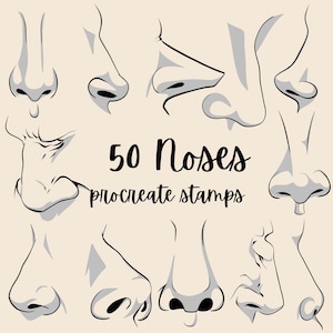 50 Effortless Nose Procreate Stamps. Noses for Men Women Children of Different Shapes and Angles. Great for Making Portrait Anime etc Fast