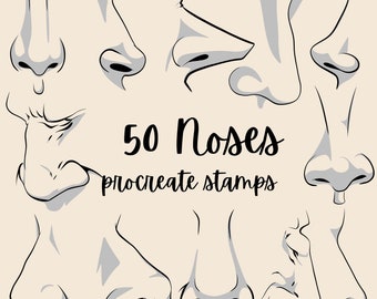 50 Effortless Nose Procreate Stamps. Noses for Men Women Children of Different Shapes and Angles. Great for Making Portrait Anime etc Fast