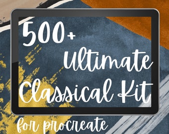 Kit classique ultime pour procréer. Lot de pinceaux pour peinture pastel à l'huile acrylique classique Procreate. Inspiré de Van Gogh et Monet.