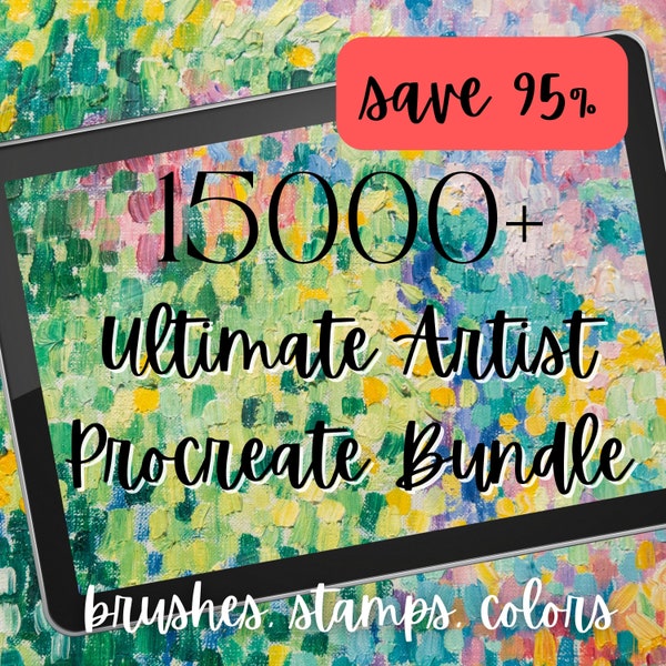 15000+ Premium Procreate Brushes Stamps and Swatches for Watercolor Gouache Oil Acrylic Alcohol Ink Pastel Crayon Calligraphy Hand Lettering