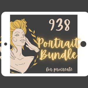 938 People Portrait Procreate Bundle. Procreate Brushes for Hair, Eyelashes, Procreate Stamps for Hands, Lips, Brows etc. 26 Color Palettes.