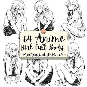 64 schetsstempels voor het hele lichaam voor animemeisjes voor Procreate – Versnel karakterontwerp met eenvoudige sjablonen voor Japanse animevrouwen voor het hele lichaam