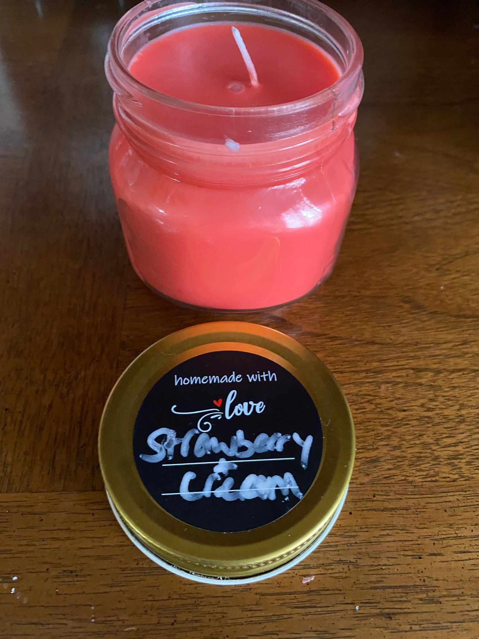 Sale Strawberry & Cream Scented Soy Candle Etsy