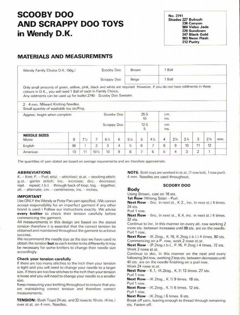 Vintage Scooby Doo and Scrappy Doo Toy Double Knitting Etsy