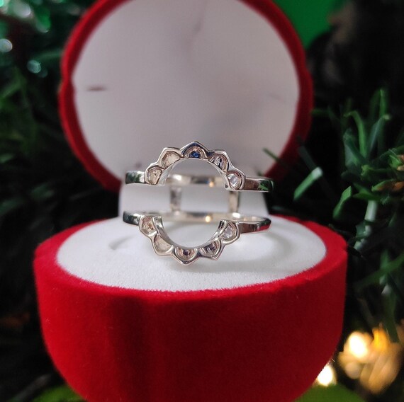 Floral Plain Enhancer Ring Wrap Wedding Ring Jacket 14K White Etsy