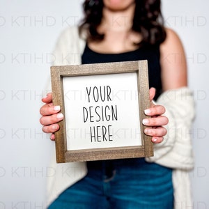 Wood Sign Mockup | Square Sign Digital Mockup | Modern Sign Mockup | Add Your SVG | Styled Stock Photo | Flat Lay