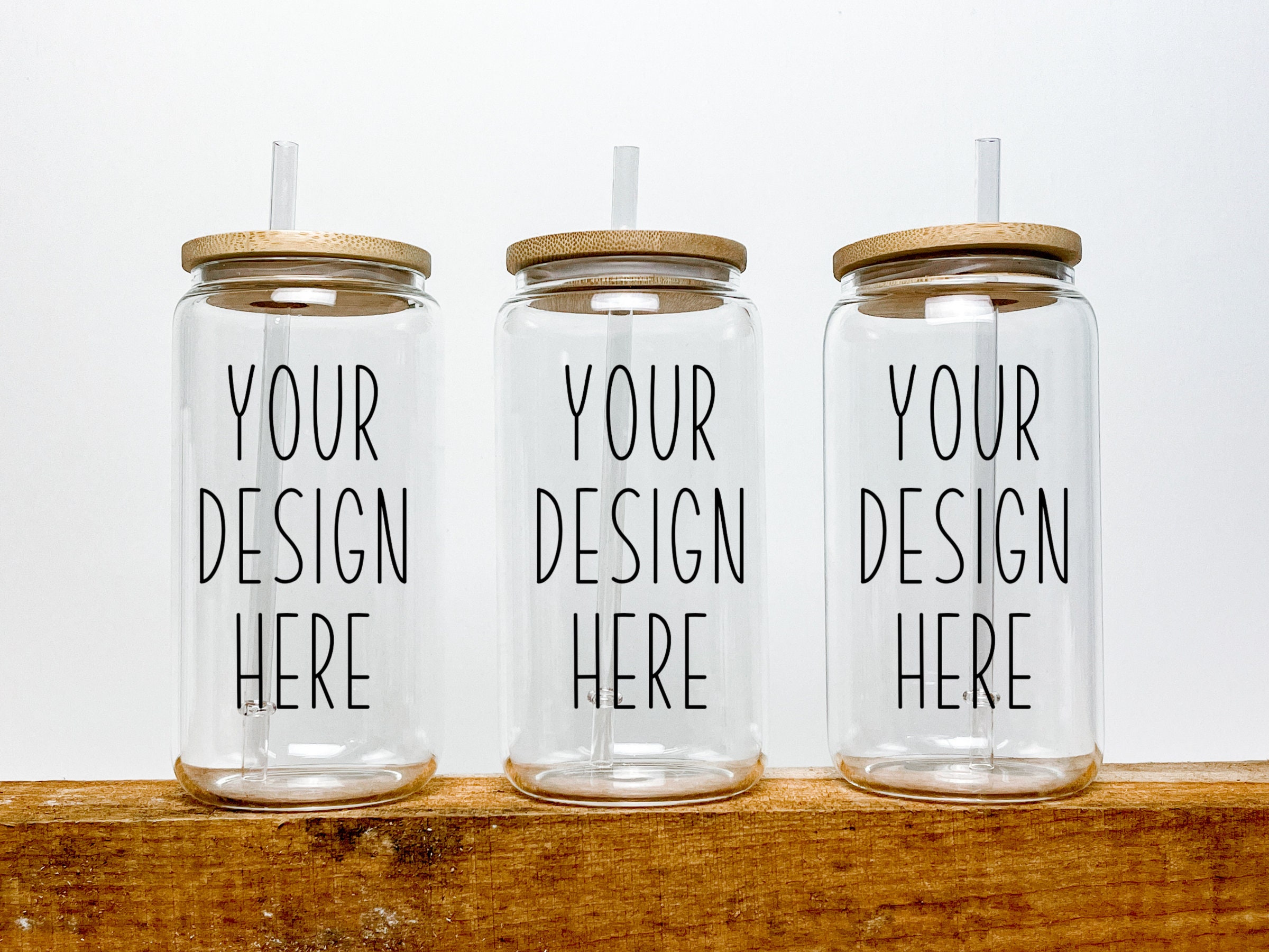 Glass Can with Lid and Straw Mockup - Free Download Images High